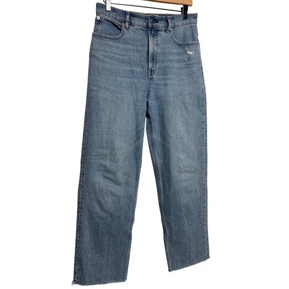 Everlane The Way High Jean Light Wash Distressed Raw Hem Size 28 - Picture 1 of 12